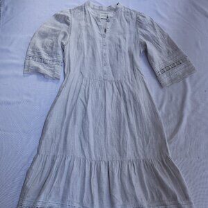 WRAP London Linen Cut-out Lace Tiered Ruffle Dress Size US 6 light grey